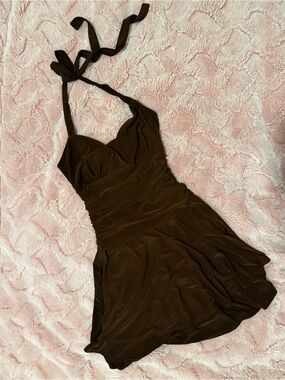 Mocha Windsor Halter Neck Dress